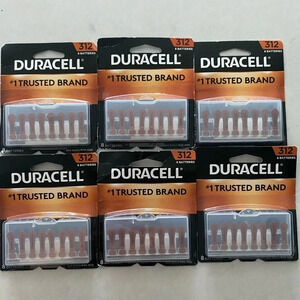 6 packages Duracell Hearing Aid Batteries with Easy-Fit Tab, Size 312, 8 Ct ea